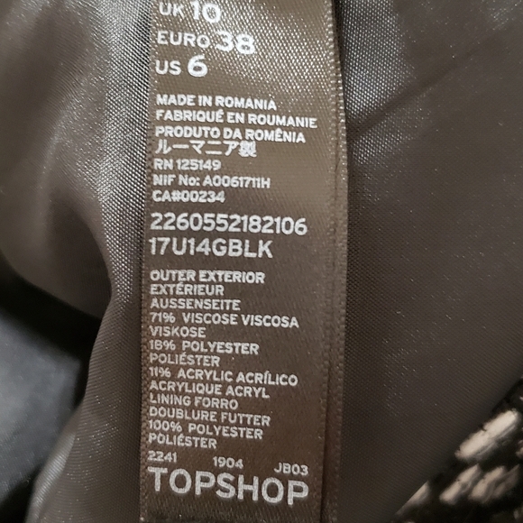 Topshop Cropped Blazer, Size 10 - Picture 5 of 6